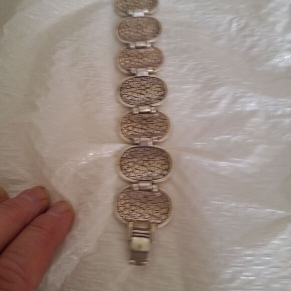 A Brighton Women's Panel Bracelet Textured Silver Tone Scroll Boho Vintage 90's - Picture 7 of 9